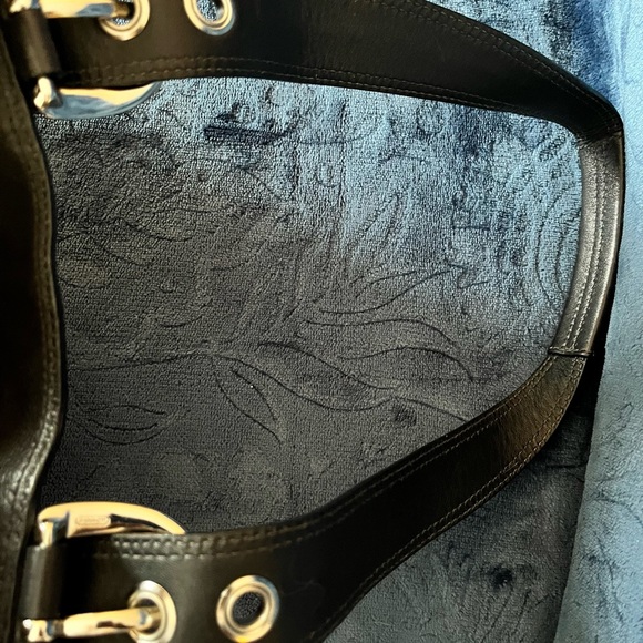 Black leather Coach purse with gray interior.  Excellent condition - Picture 5 of 12